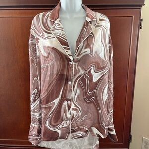 Rehab Lab Marble / tie dye button up blouse